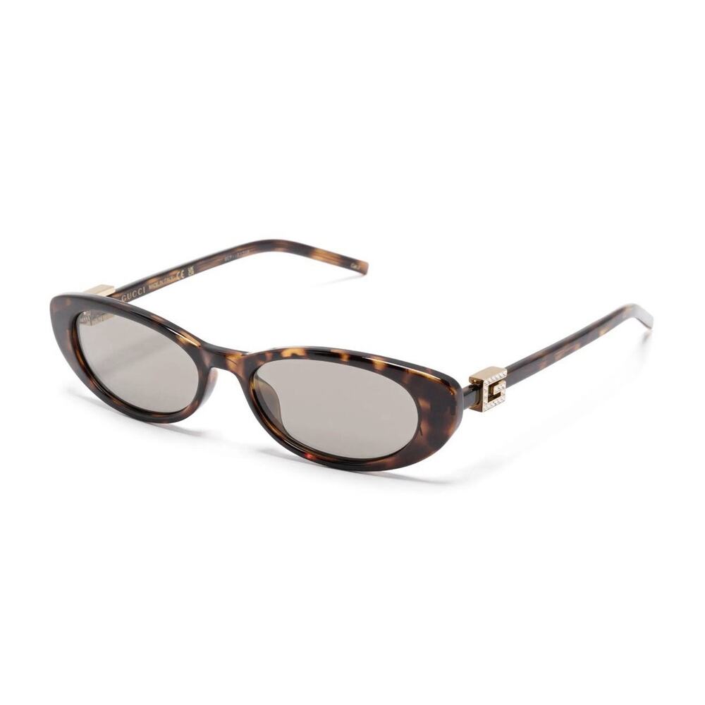 Gucci GG 1680S Sunglasses 004 Havana Brown Tortoise Oval Cat Eye Rhinestone G